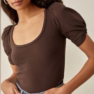 Reformation Frances Knit Top Brown Medium